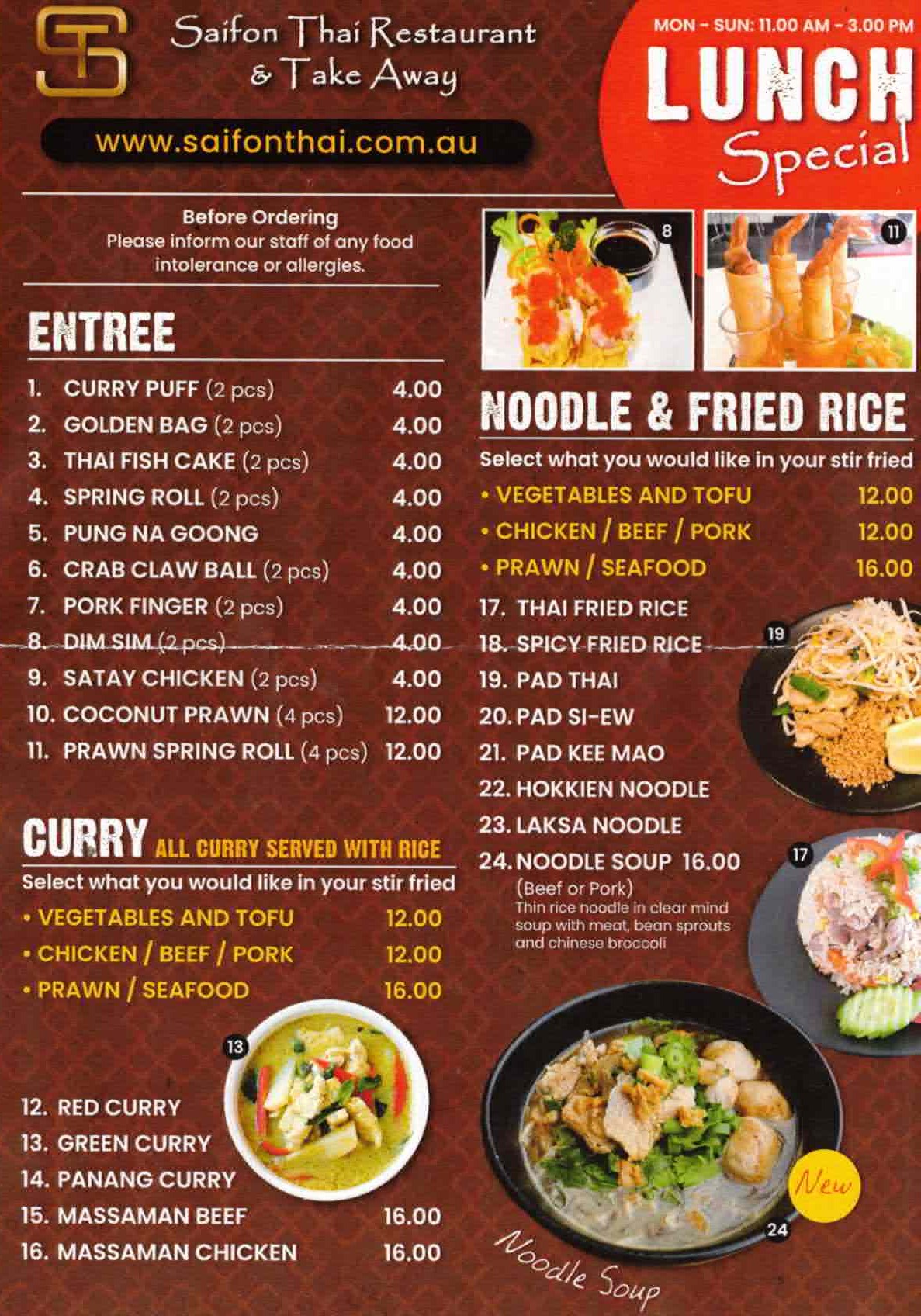 Saifon Thai Restaurant  Gosford  Central Coast - NSW | OBZ Online Business Zone
